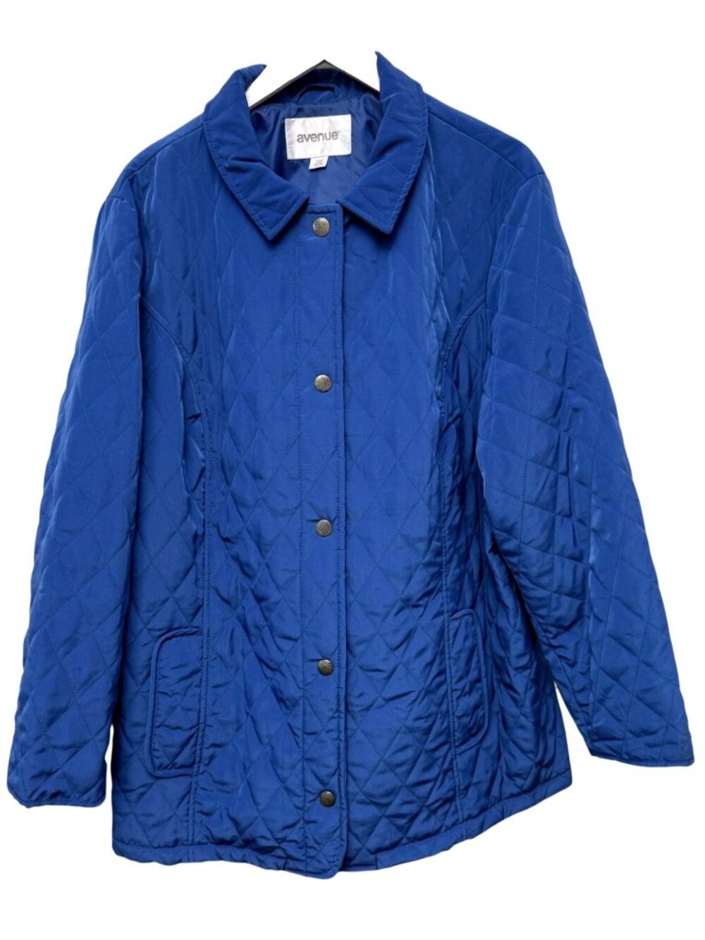 AVENUE Quilted Jacket Plus Size Womens 22/24 Royal Blue Barn Coat Snap Front